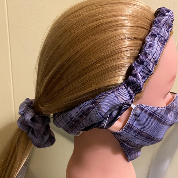 Three-Piece Scrunchie Purple Face Mask - Picture 2 of 4